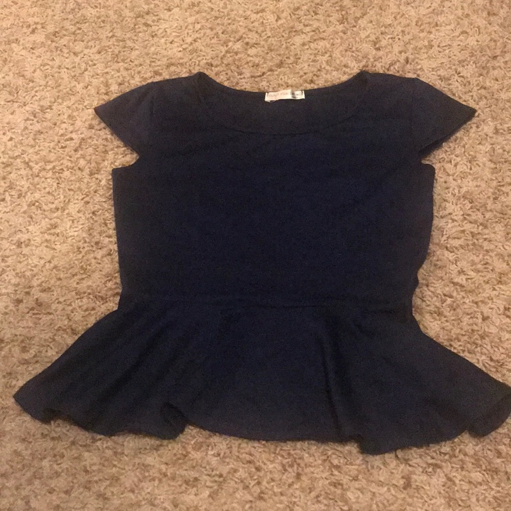 Navy Blue Peplum Blouse